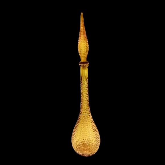 Mid Century Bubble Glass Genie Bottle with Stopper